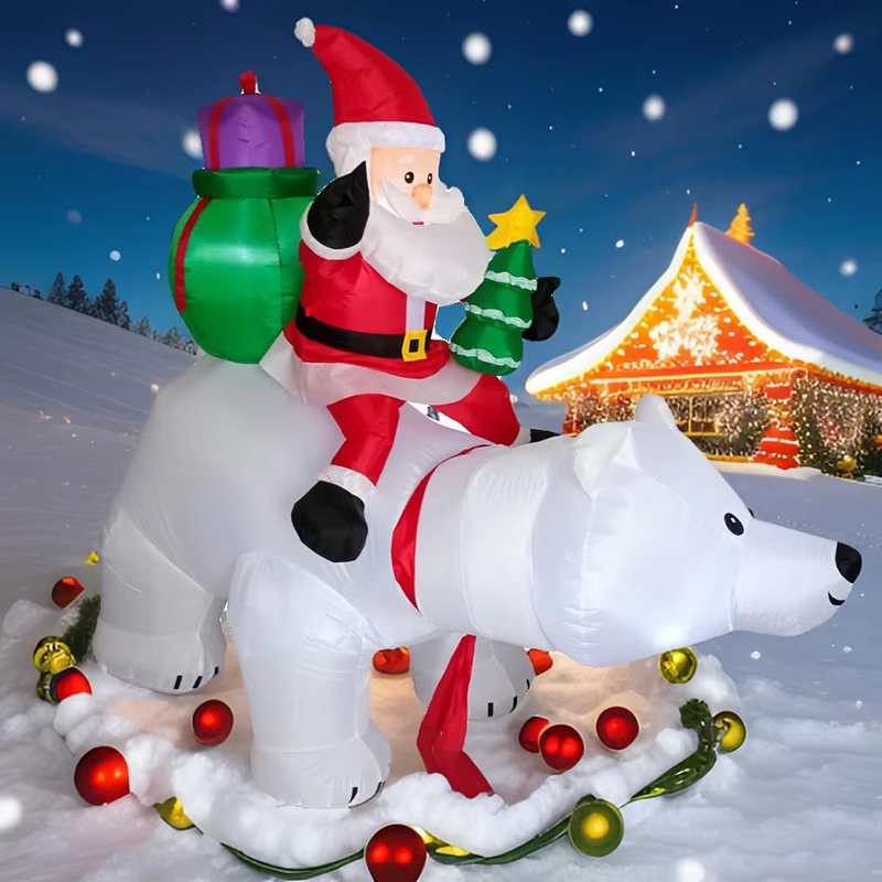 Santa Clause Riding Bear